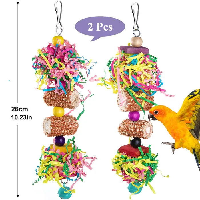 Colorful Bird Shredder Foraging Toy Set - Assorted Hanging Chewing Toys for Parrots