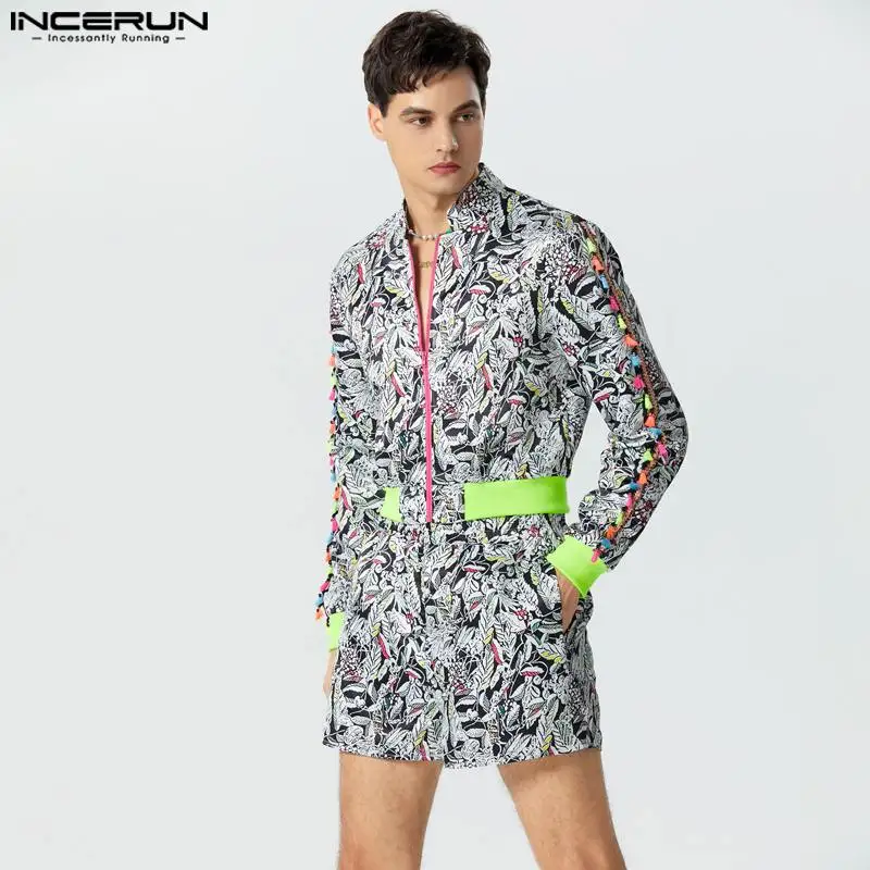 

Куртка и шорты мужские с воротником-стойкой, на молнии, с принтом