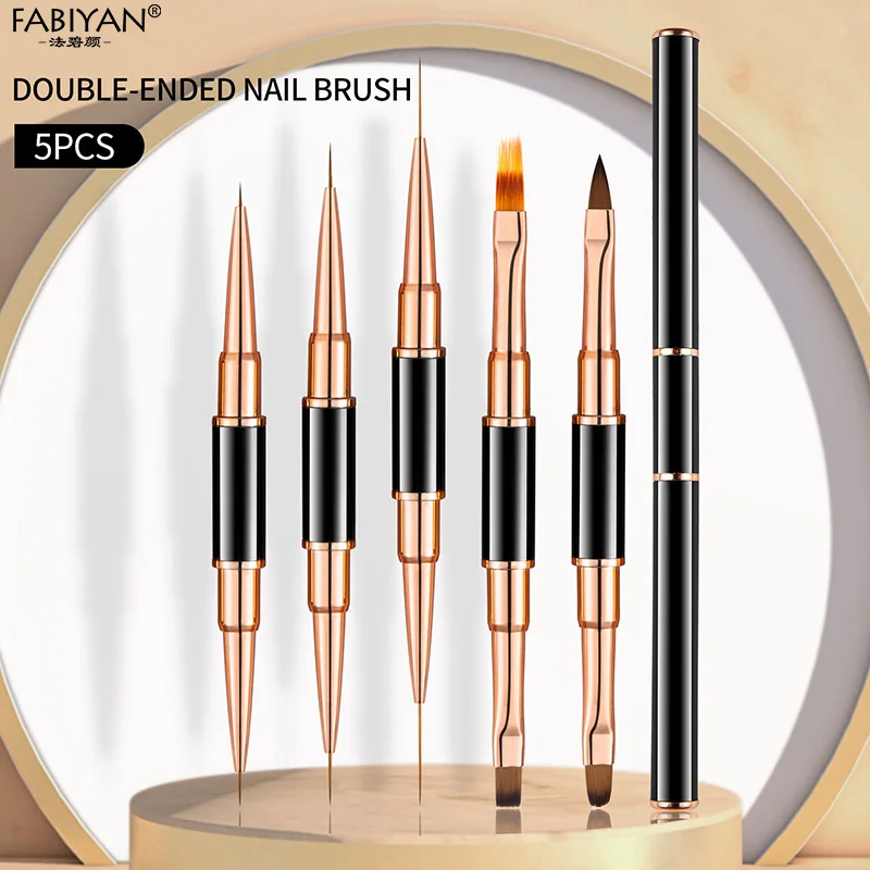 Double ended Nail Art Painting 5/7/9/11/15/20mm Nail Liner Brush Drawing Flower Striping Manicure Tools 2