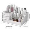 1pc White New Drawer Makeup Storage Box Dormitory Finishing Plastic Shelf Cosmetics Skin Care Dressing Table Desktop 6
