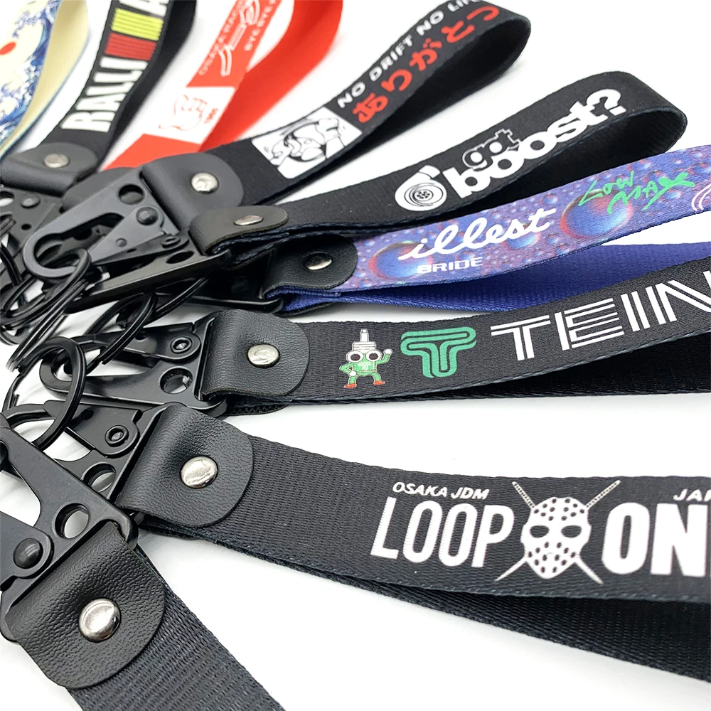 JDM Key Tag Racing Car Motorcycle Keychain Ring Car Lanyard Key Strap Car Accessories For Toyota Honda Mitsubishi Keychain