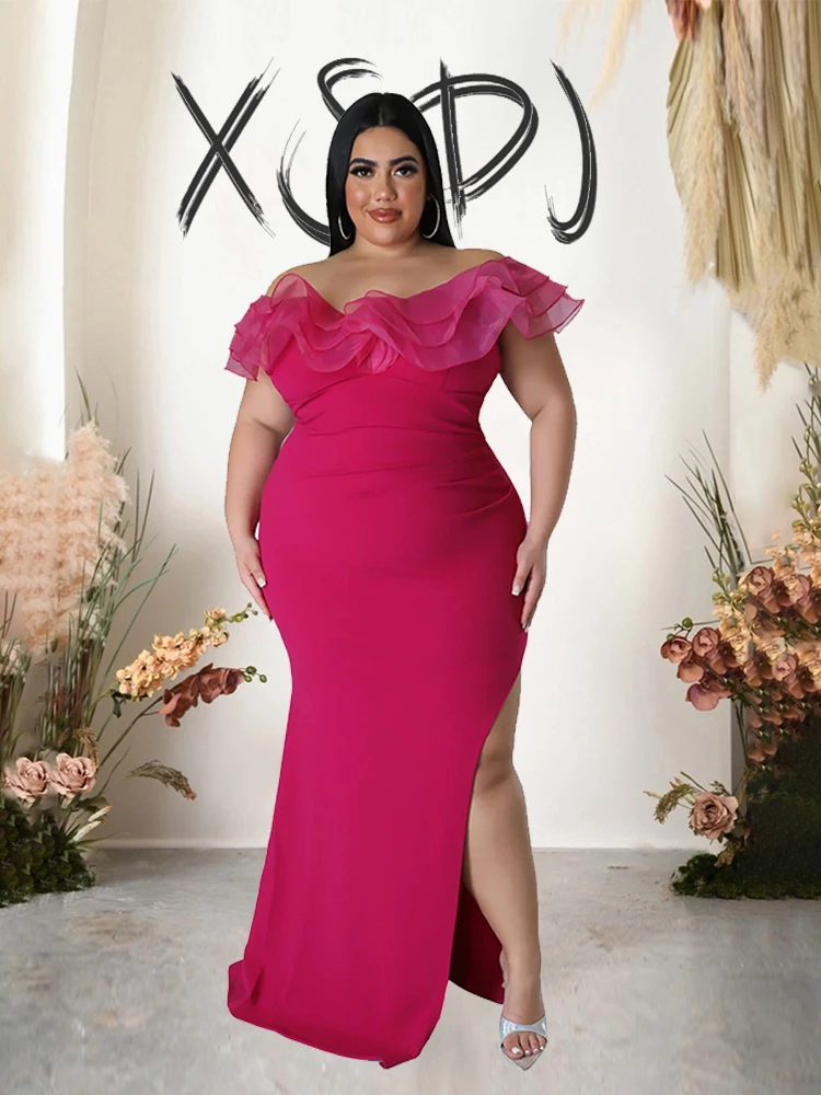 

Chic and Elegant Woman Dress with Slit Plus Size Women Dreeses Chubby Sexy Party Evening New In Dresses Wholesale Dropshipping