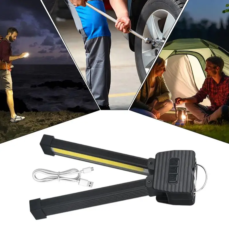 Gym Lamp 7th Gear Dimming Portable Magnet LED Flashlight Hook USB Rechargeable 180 Degree Folding Magnetic Work Light
