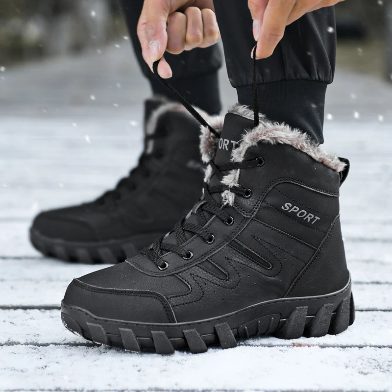 Unisex Winter Cold Protection Outdoor Travel Hiking Shoes Couples Large Size High Top Plush Warm Snow Boots Men's Training Boots