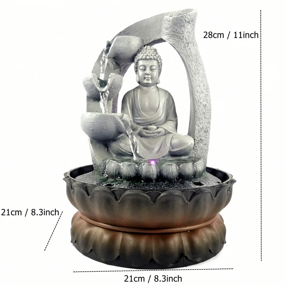 Fontaine D'intérieur Décorative Avec Boule De Cristal Et LED - En Résine, 19x13x13 Cm, Pompe Submersible Silencieuse
