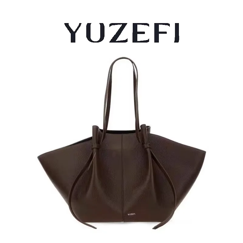 Yuzefi Women Shoulder Bag Solid Color Leather Light Luxury Design High Quality Large Capacity Women Multi functional Handbag