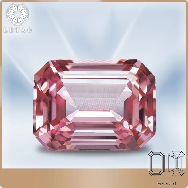 

Lab Grown Padparadscha Emerald Cut Red Lotus Color Gemstone for Charms DIY Ring Earrings Materials Selectable AGL Certificate