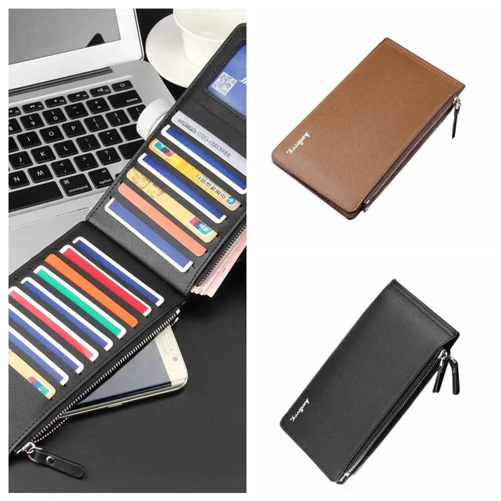 

Multifunctional 16 Slots Card Holders Simple Foldable Large Capacity Credit Card Holders Leather Zipper Cash Coin Purse Ladies