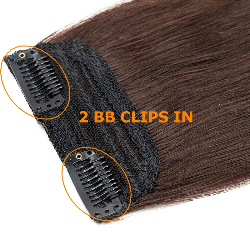 Mini Clip In One Piece Hair Pad On Both Sides Real Natural Human Hair Remy For Men or Women Clips in Human Extensions