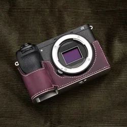 Vintage Genuine Leather Half - Wrap Camera Case with Metal Base (ILCE - 6700 Case 03)