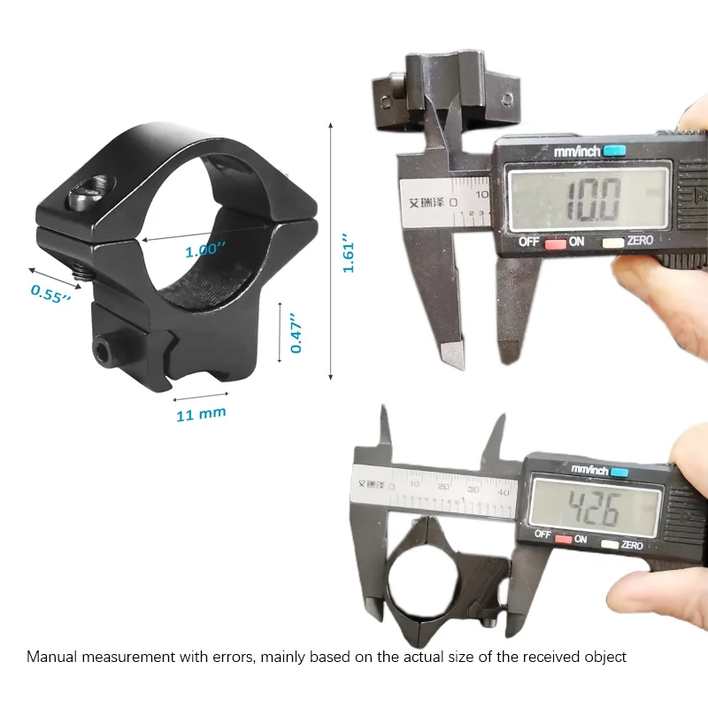 1 Pair 1 inch Ring Low Profile Scope Rings 3/8" Dovetail Mount for Hunting Optics mounting