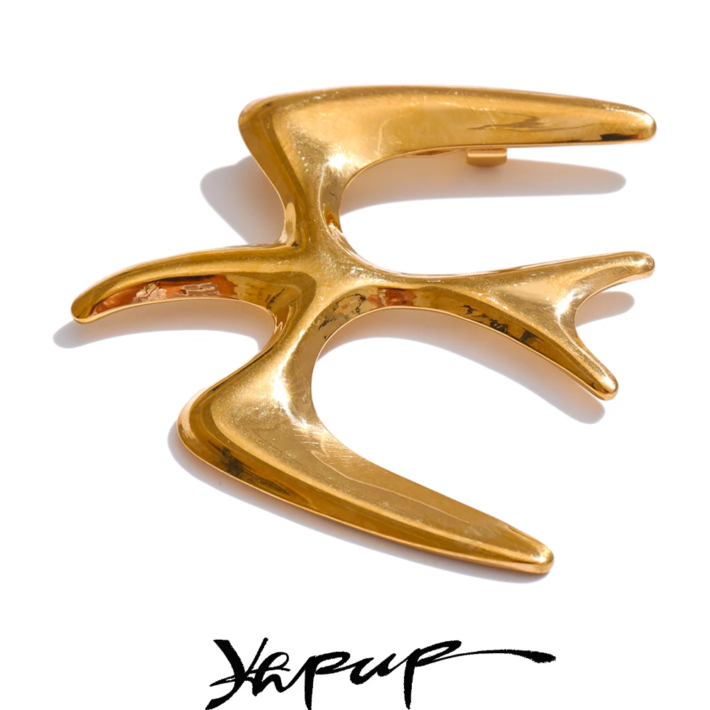 Yhpup Stainless Steel Metal Bird Swallow Brooch Pin Women