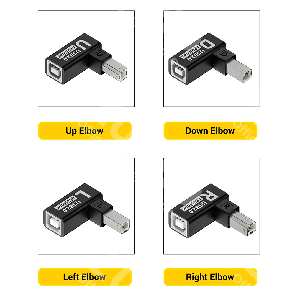팔꿈치 USB2.0 프린터 어댑터 USB 유형 B 남성-여성 프린터 하드 드라이브 기본 팩스 기계 스캐너 USB 2.0 프린터 어댑터