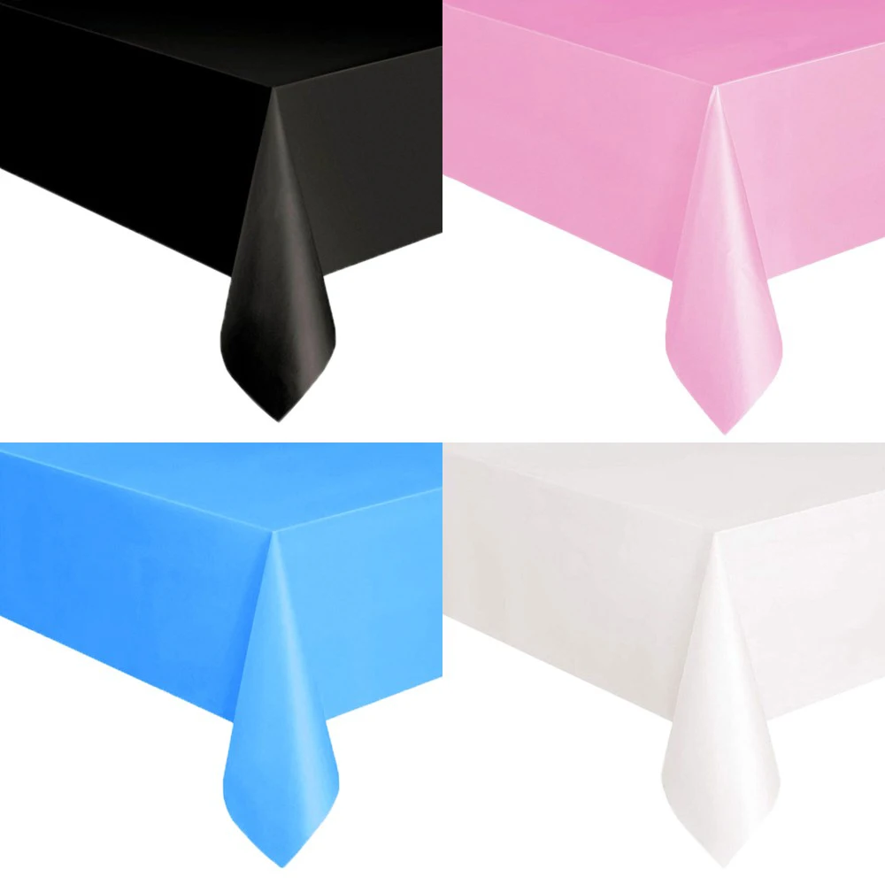 Disposable Tablecloth White Black Pink Gold Table Cover Plastic Birthday Wedding Table Cloth Party Dining Table Decoration Favor