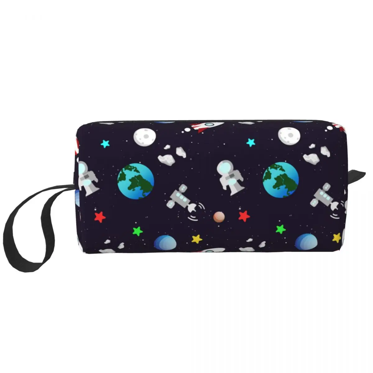 

Travel Space Universe Astronaut Toiletry Bag Portable Galaxy Rocket Planet Makeup Cosmetic Organizer for Storage Dopp Kit Box