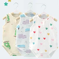 Summer Baby Home Suit Bodysuit Cute Cartoon Bear Rabbit Boys Girls Children Climbing Pajamas Thin Newborn Kids Sleeping Clothes 2