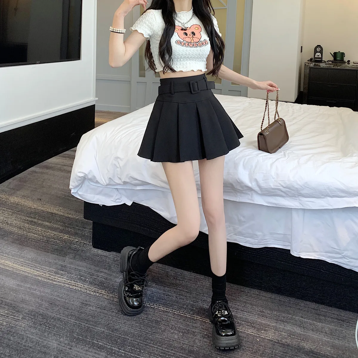 Pleated Mini Skirts Women High Waisted Aesthetic Preppy All