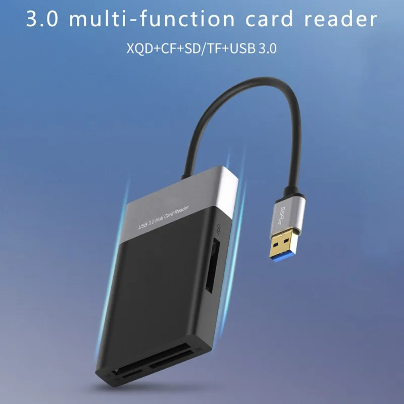 XQD Card Reader Multi Memory Card Reader With 2 X USB 3.0 HUB Adapter For Sony G/M Series, Lexar 2933X/1400X For Windows/Mac OS