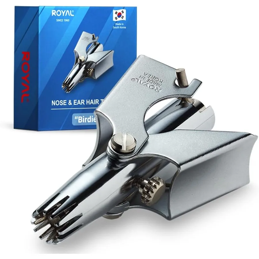 ROYAL [Made in Korea] Nose Hair Trimmer for Men Birdie Manual BatteryFree Waterproof Painless with Twelve DualEdged Blades Pate