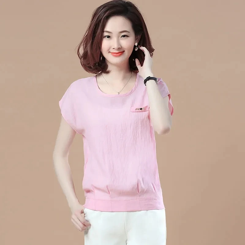 

Женская футболка с коротким рукавом, круглым вырезом и рукавом летучая мышь