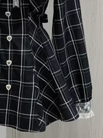 Japanese Kakaii Sweet Lace Patchwork Plaid Dress Women Fairy Grunge Ruffled Long Sleeve Dresses Y2k Aesthetic JK Lolita Vestidos - Image 6