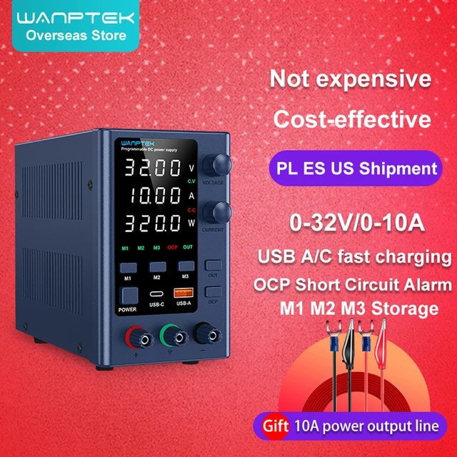 Wanptek Adjustable DC Power Supply 30V 5A 10A Lab Programmable Memory Function Bench Power Source Voltage Regulator Switch 60V5A