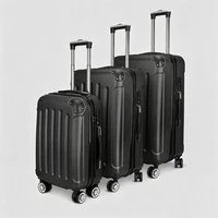 Ensemble de bagages ABS Stripe 3 pièces, valise à roulettes rigide légère avec roulettes à 360° °   Valise à roulettes, bagage à main pour hommes et femmes, noir/gris foncé/gris 1
