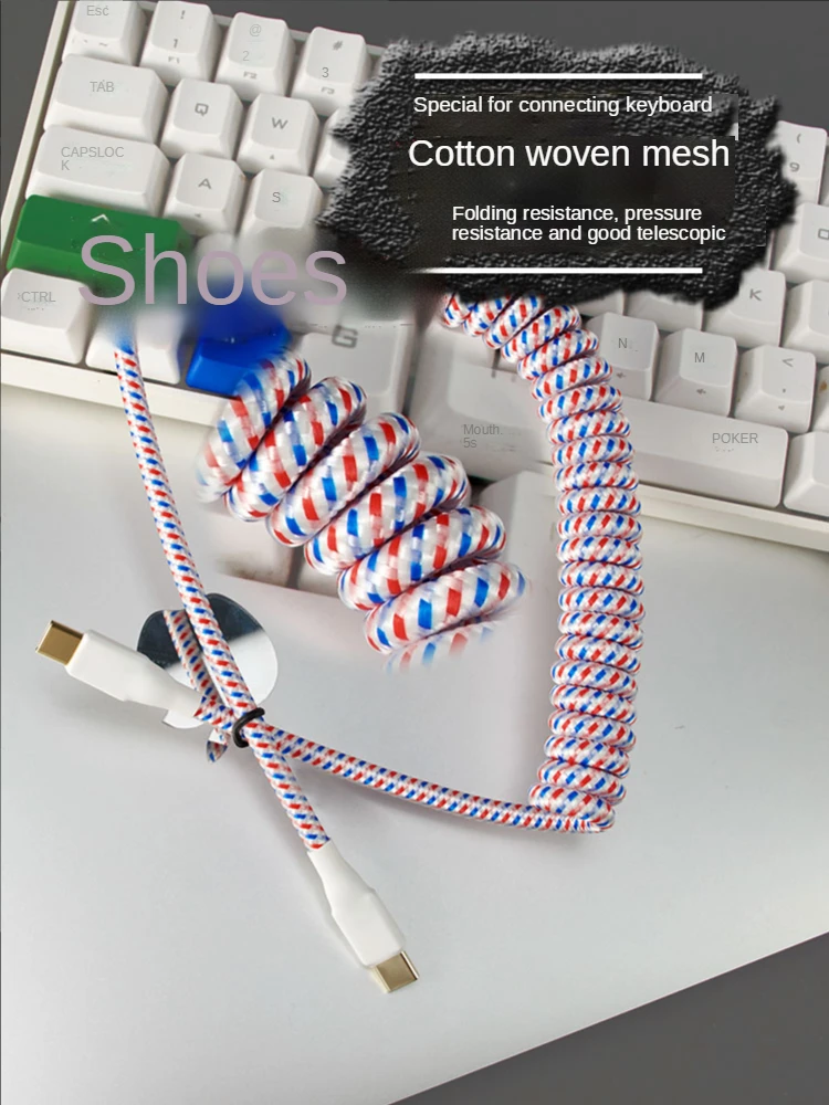 tipo c para tipo Cabo de Teclado Cabo de Dados Computador para Teclado Mecânico Mola Náilon Trançado Espiral Manual Faça Você Mesmo Usbc Cabo c Usb - Image 3