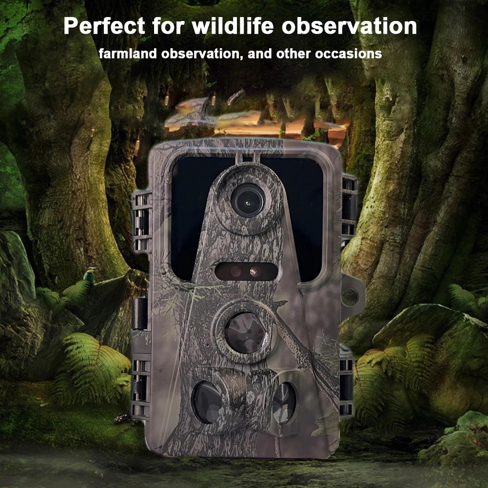 120&deg; Wide Angle Lens Trail Camera IPS Display Wildlife Camera Infrared Tracking Sensor Night Vision Waterproof 3 PIR Lens
