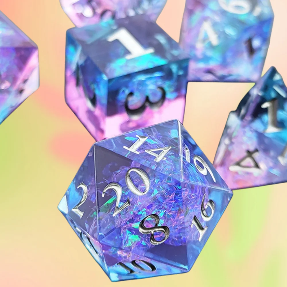 

Light Blue Resin Dice Sharp Edge Polyhedral DND Dice D+D Dice Set For Dungeon and Dragon Pathfinder Role Playing Game(RPG)/MTG