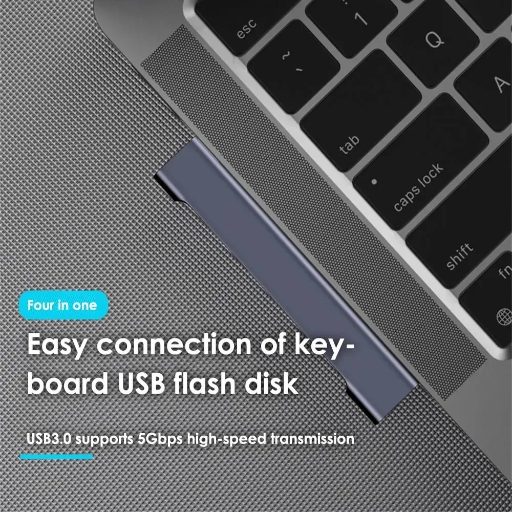 4-in-1 USB C HUB 3.0 PD 60W Type C 3.1 Multi Ports USB Splitter OTG Adapter For
