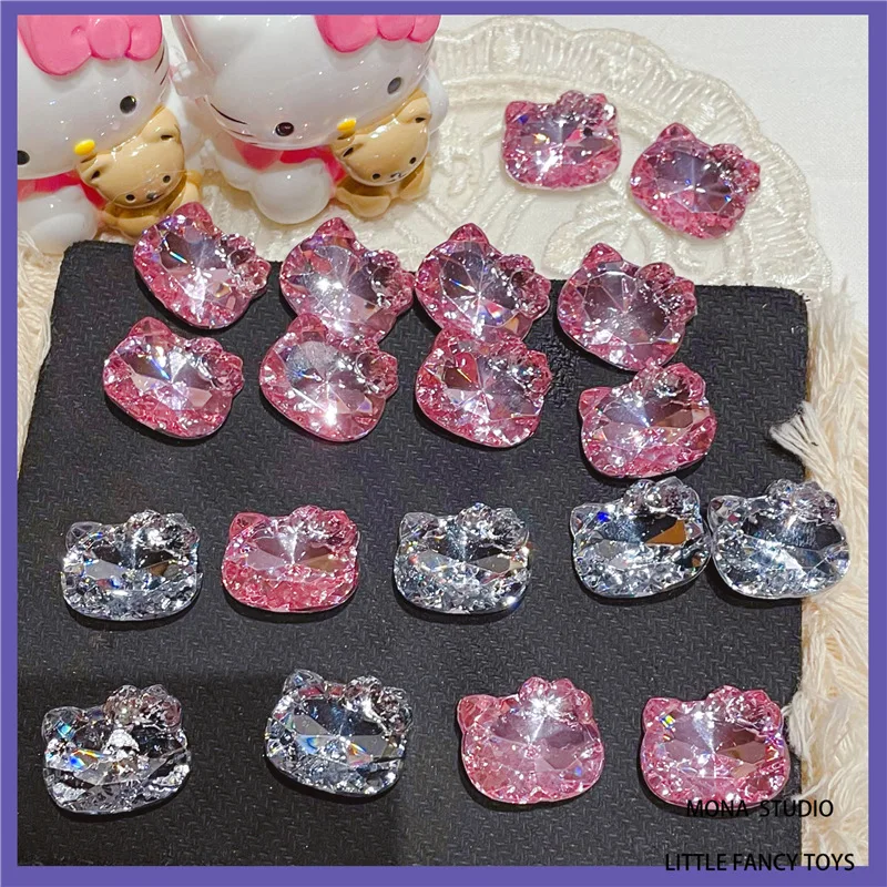 20Pcs Kawaii 3D Nail Art Hello Kitty Shaped Nail Charms Jewelry Rhinestones Decoration Luxury DIY Manicure Accessorie