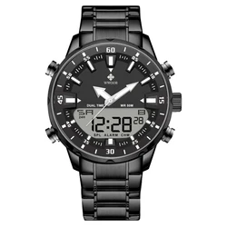 WWOOR Luxury Men's Sports Digital LED Quartz Waterproof Watch (Black)