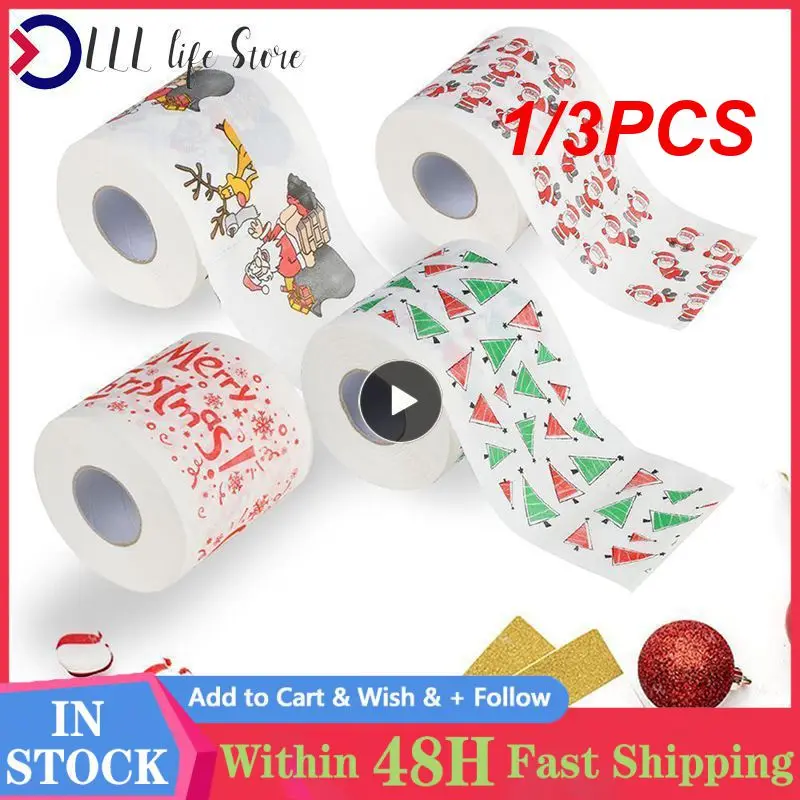 

1/3PCS Christmas Print Napkins Home Tool Santa Claus Bath Toilet Roll Paper Christmas Supplies Xmas Decor Tissue Cute High