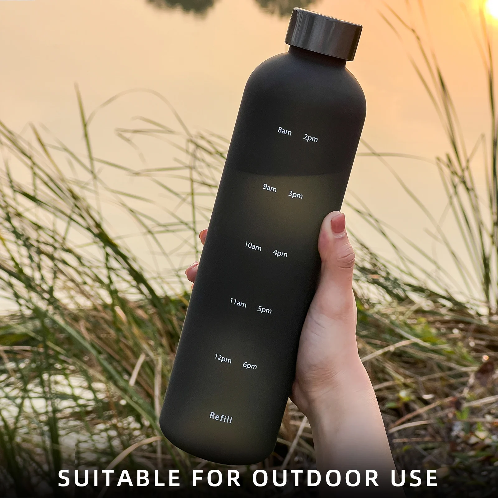 1000 ML Aesthetic Water Bottle With Time Marker Leak Proof Reusable BPA  Free Frosted Plastic-Motivational