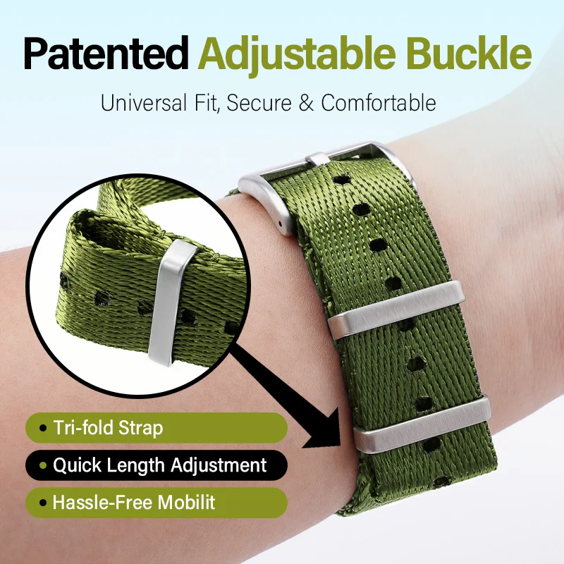 Premium Solid Color Nylon Watch Strap - Adjustable, Breathable & Comfortable for All Wrist Sizes