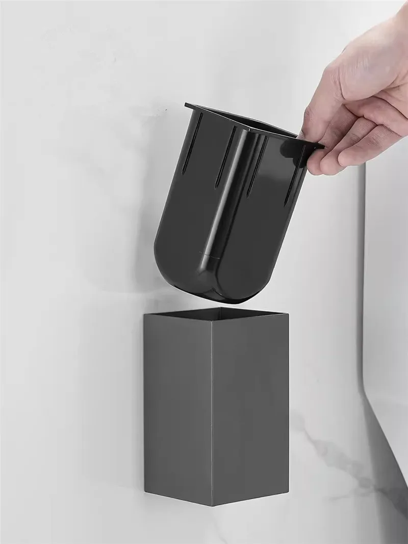 Black Toilet Brush Holder with Brush Aluminum Gray/White Bathroom Toilet Scrub Cleaning Holder Set
