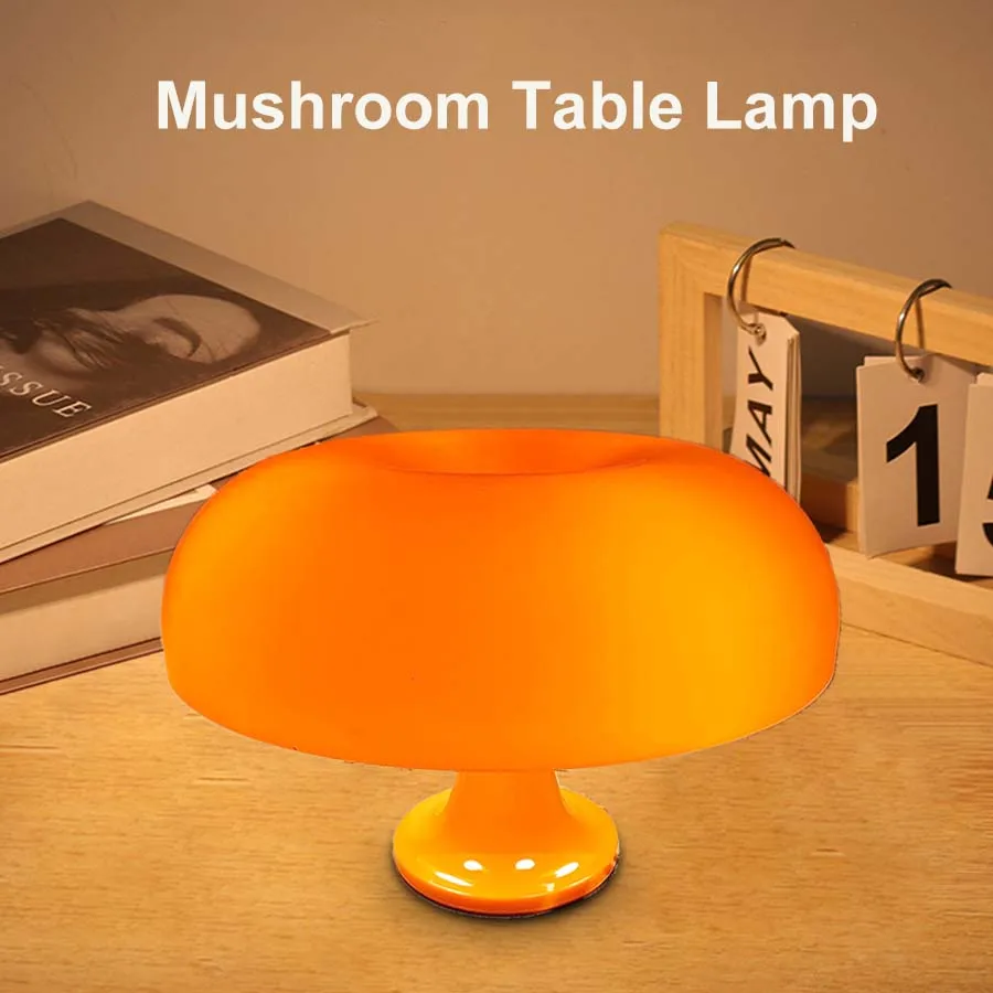 Retro Mushroom Table Lamp Dimmable Study Reading Desk Lamp Bedside Table Light Hotel Bedroom Living Room Atmosphere Decor Lamp