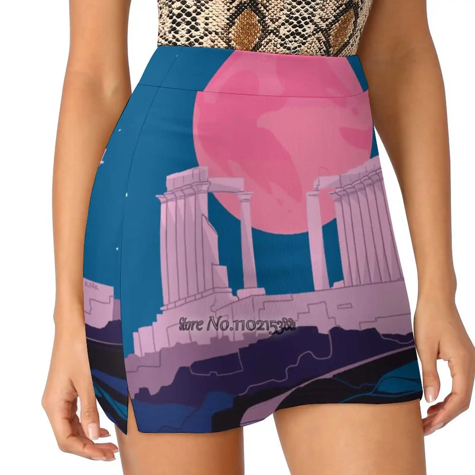

Temple Of Poseidon At Tennis Golf Skirt Sexy A-Line Harajuku Shorts Skirt With Phone Pockets Skort Ancient History Archaeology