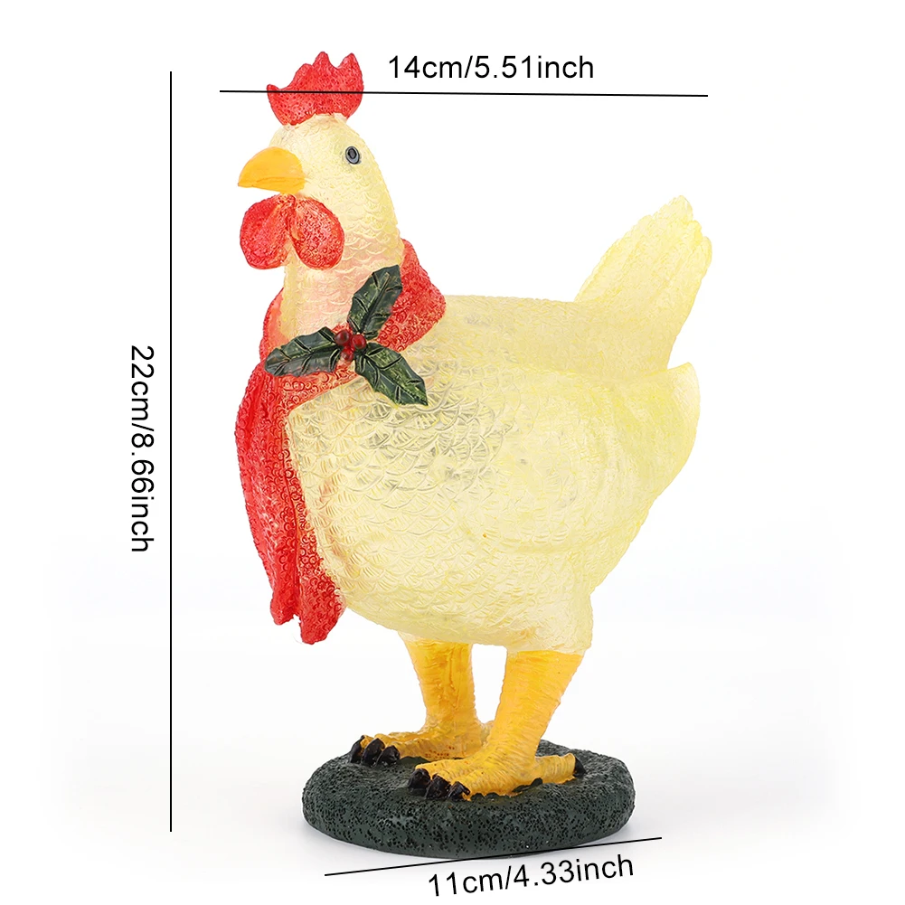 Waterproof Resin Solar Chicken Garden Lamp