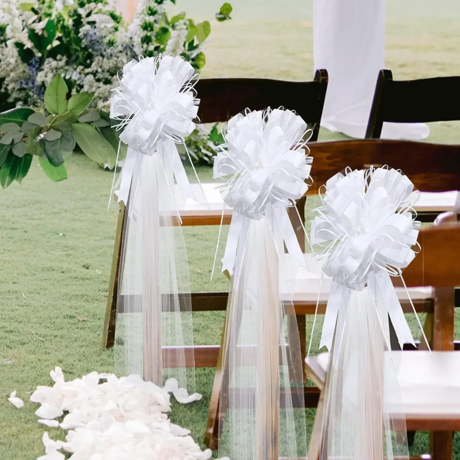 Tulle Wedding Pew Bows Set 4