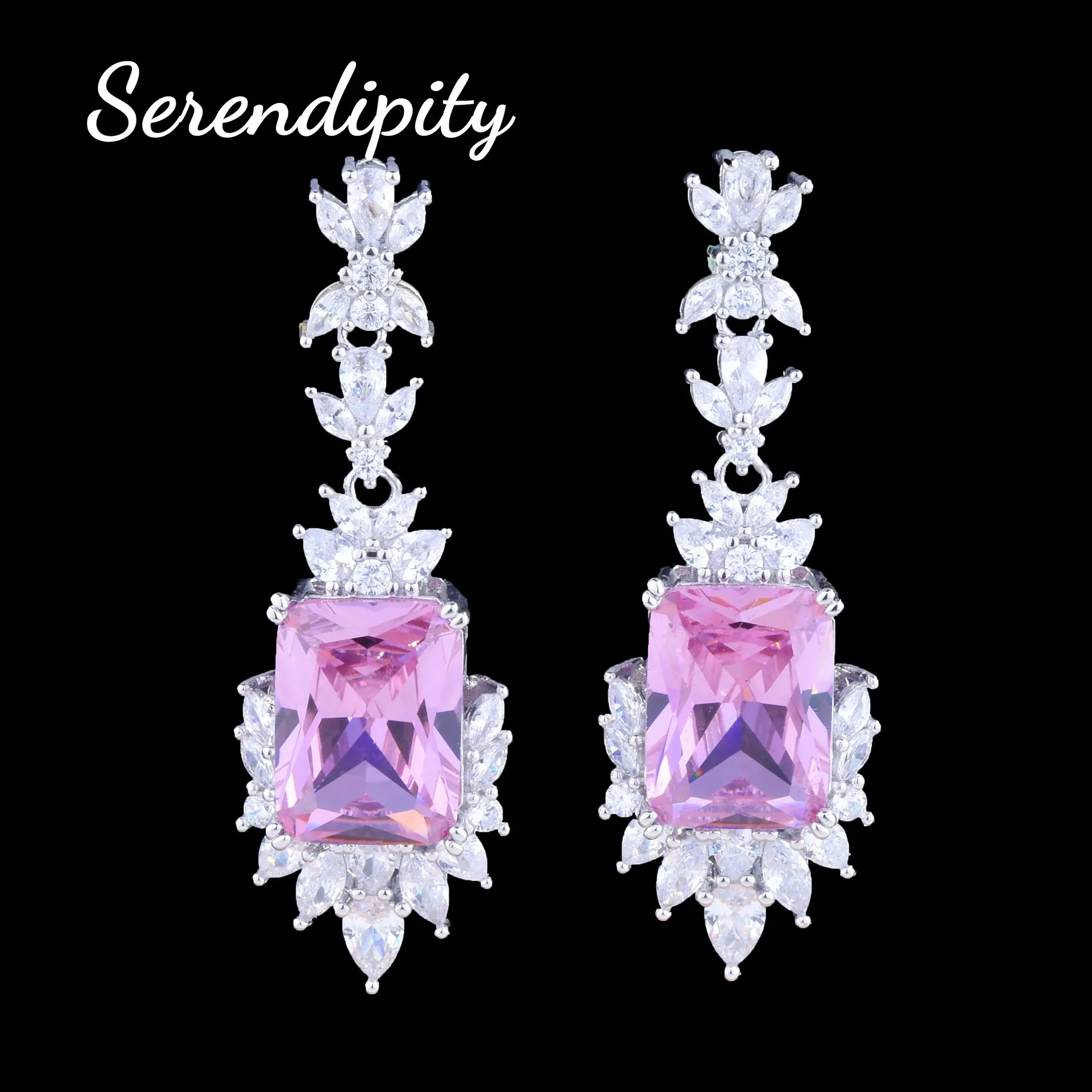 

Fashion Exquisite Artificial Pink Square Diamond Zircon Earrings Charm Geometric Jewelry Women's Luxury Wedding Engagement Gifts