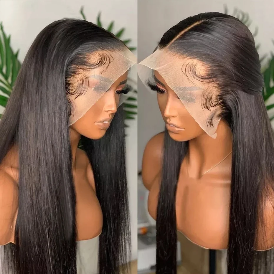 

Soft Preplucked Lace Front Silk Top wig Free Part Natural Black Silky Straight 26“Long Glueless High temperature With Baby Hair