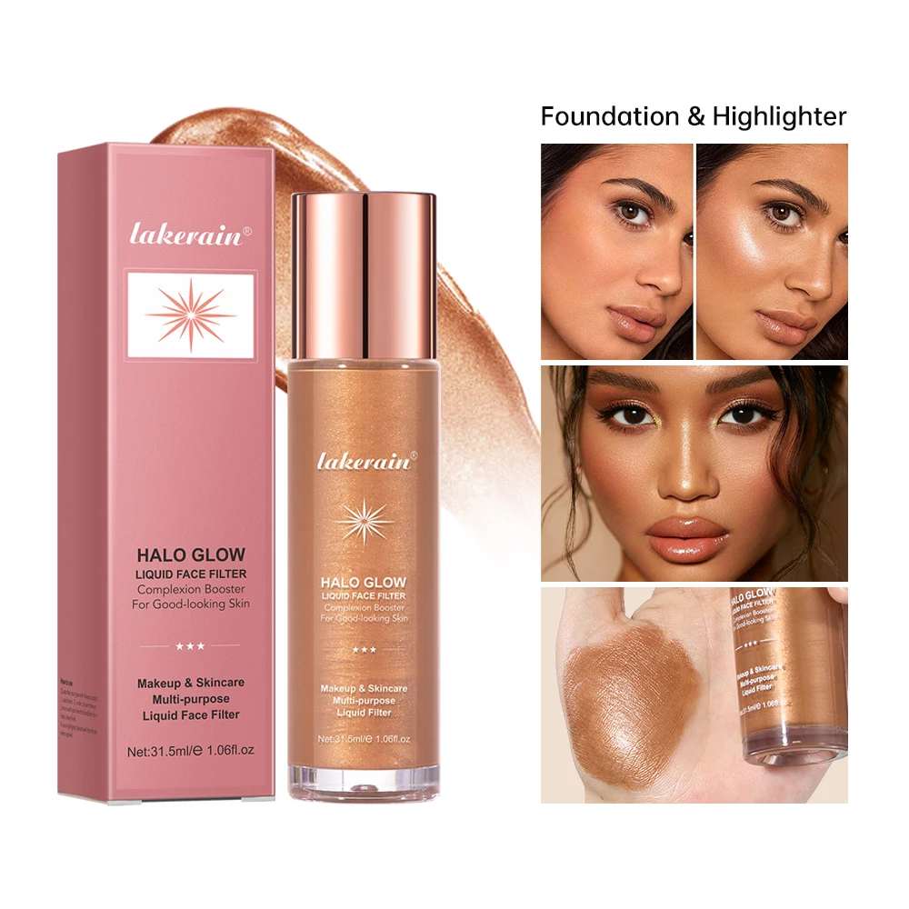 2024 Liquid Highlighter Face Contouring Pearlescent Makeup Brightener Bronzer Glow Body Face Contour Halo Glow Liquid Filter