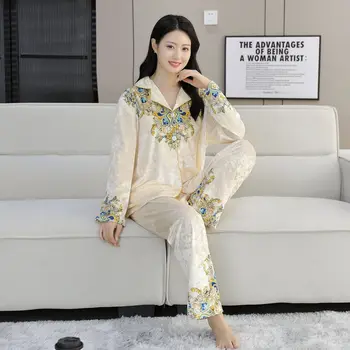 Women Pajama Sets Velvet Pajamas Women's Fall Long-sleeved Set of Women's Senior Fashion Cardigan Models Plus Size Homewear