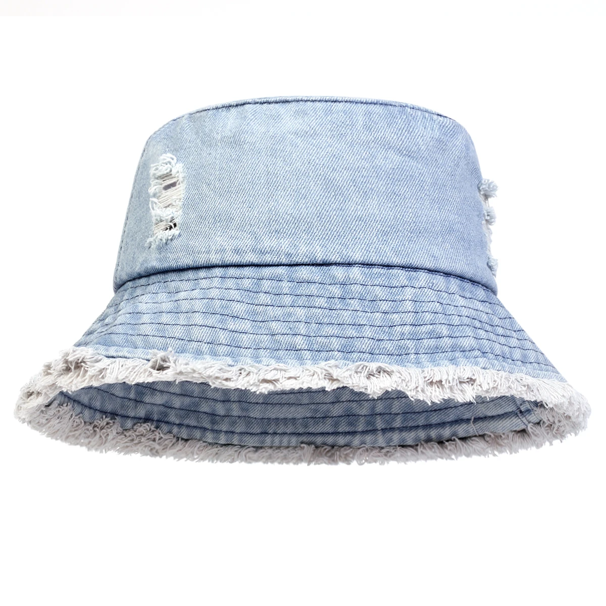 Unisex Solid Color Distressed Cowboy Bucket Hats Fishermen Caps Outdoor Casual Cap Sunscreen Hat
