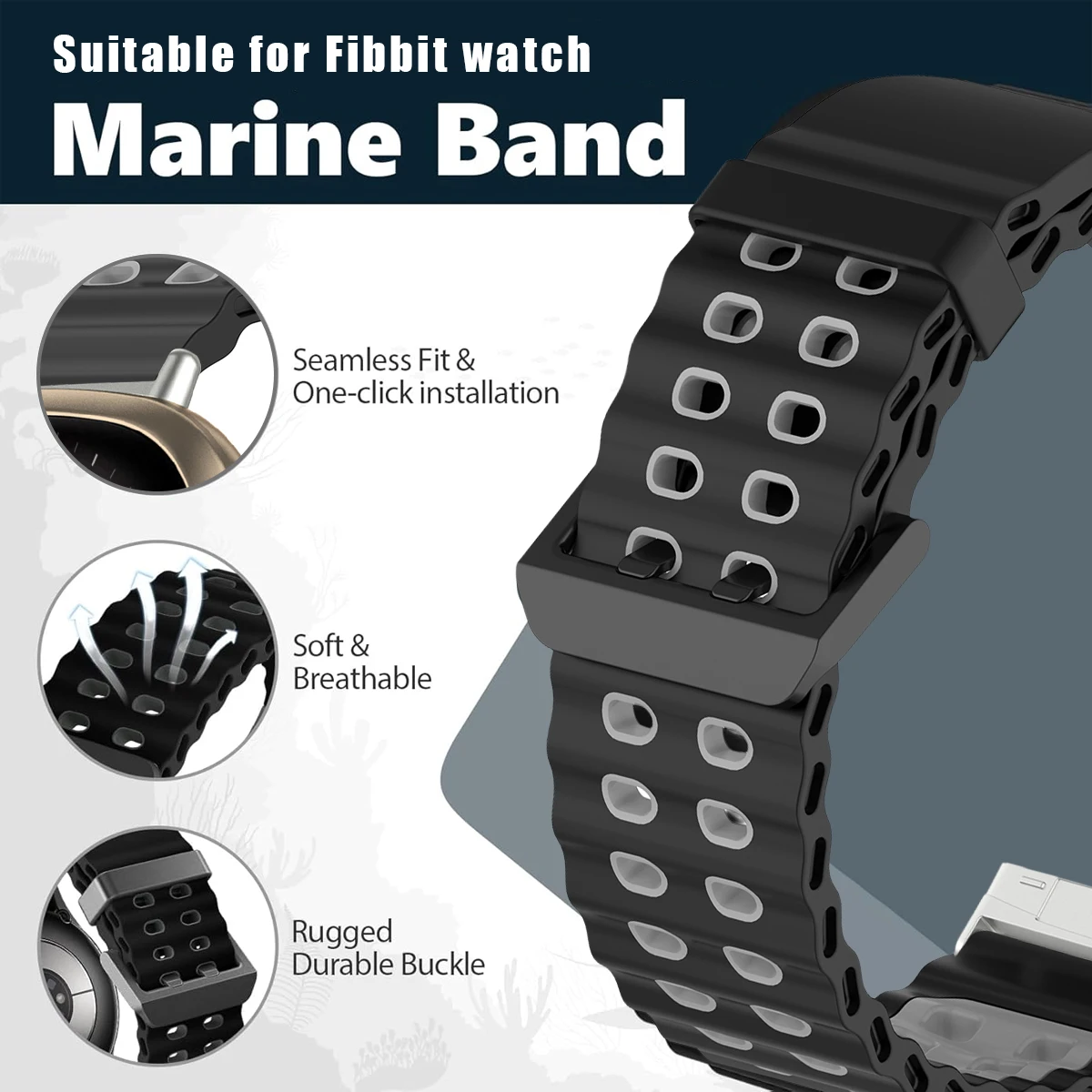 Marine Two-Tone Silicone Ocean Band - Breathable Sport Bracelet