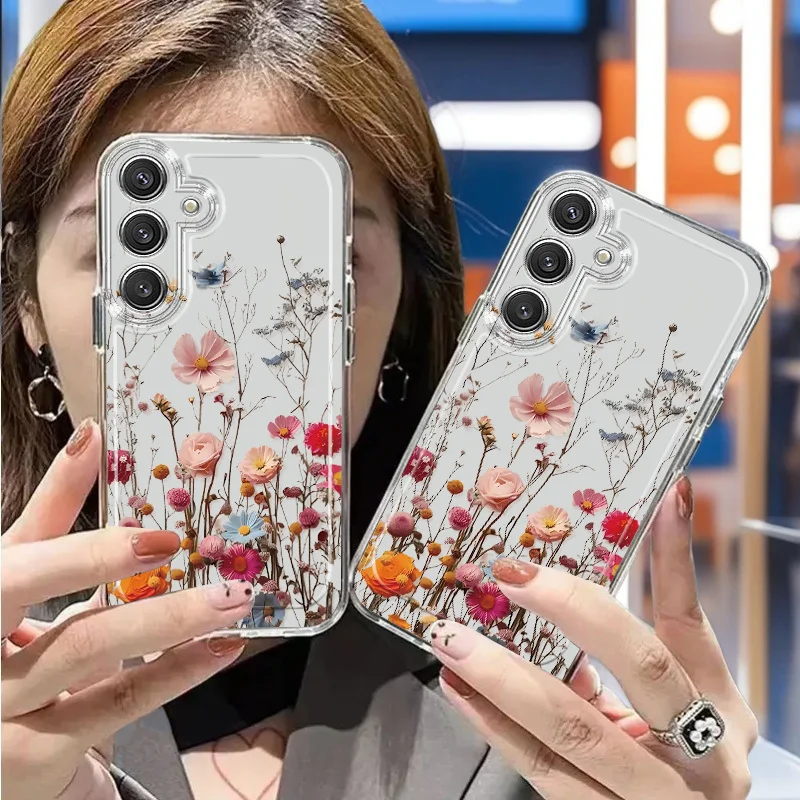 Blumenranken Transparente Hülle für Samsung S25 Ultra S26 S24 FE S23 Plus S22 S21 A56 5G A55 A54 A53 A52S A51 A36 A35 A34 A26 Schutzhülle – Detail 2