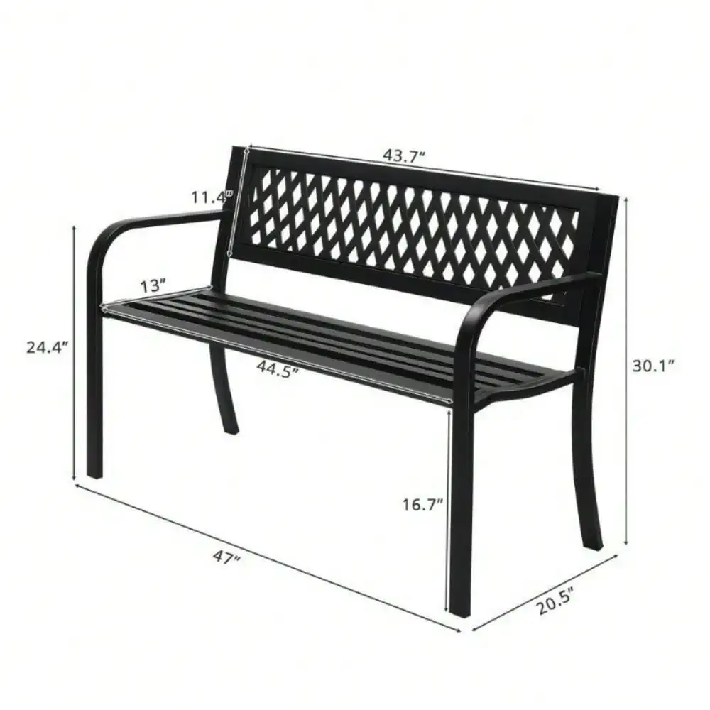 Weather-Resistant Garden Bench with PVC Backrest 2