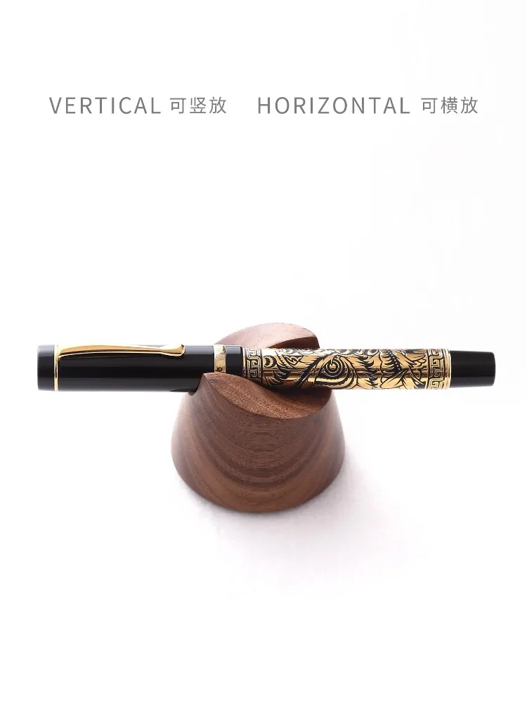 Walnut Wood Fountain Pen Holder Stand for Desk Organizer and Stationery Supplies